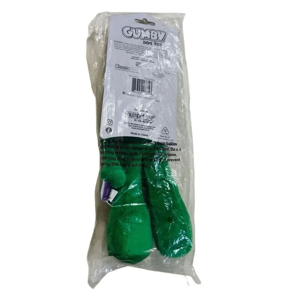 Multipet Plush Stuffed  Squeaky “Gumby” 9 Inch Dog Toy **Brand New**